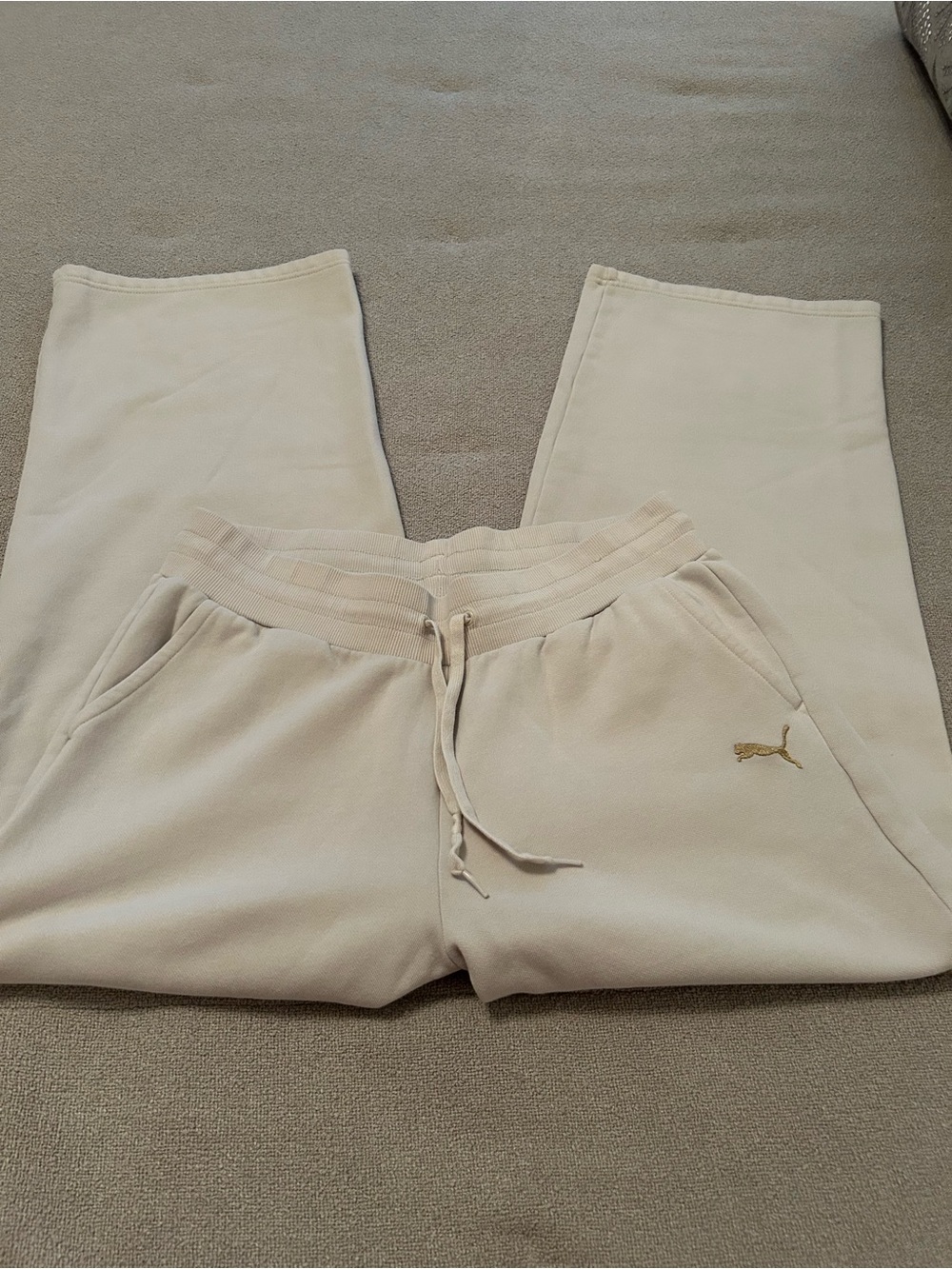Puma Cream Drawstring Waist Sweatpants
